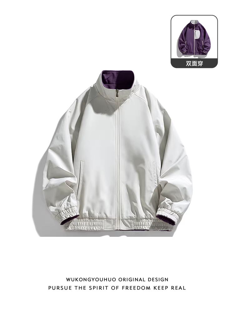 Wukong có sẵn áo khoác công sở kiểu Nhật mùa thu có thể mặc hai mặt, cổ đứng dành cho nam, thương hiệu thời thượng, kiểu dáng rộng rãi, thoải mái, đa năng, có khóa kéo.