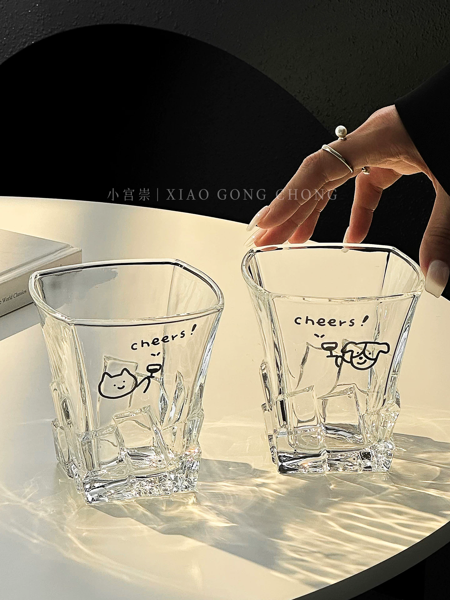 Ly rượu whisky hình mèo và chó dễ thương, ly đá cao cấp, cốc nước ép, cốc cà phê đá Americano, cốc nước