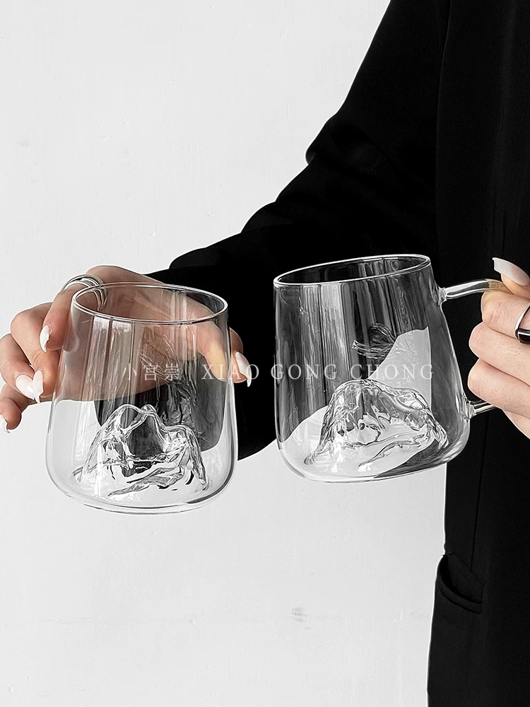 Cốc phong cách cổ điển Trung Hoa núi Phú Sĩ, cốc thủy tinh borosilicate chịu nhiệt cao, cốc trà, cốc rượu gia dụng, cốc ngắm cảnh núi, cốc sữa chua, cốc nước.