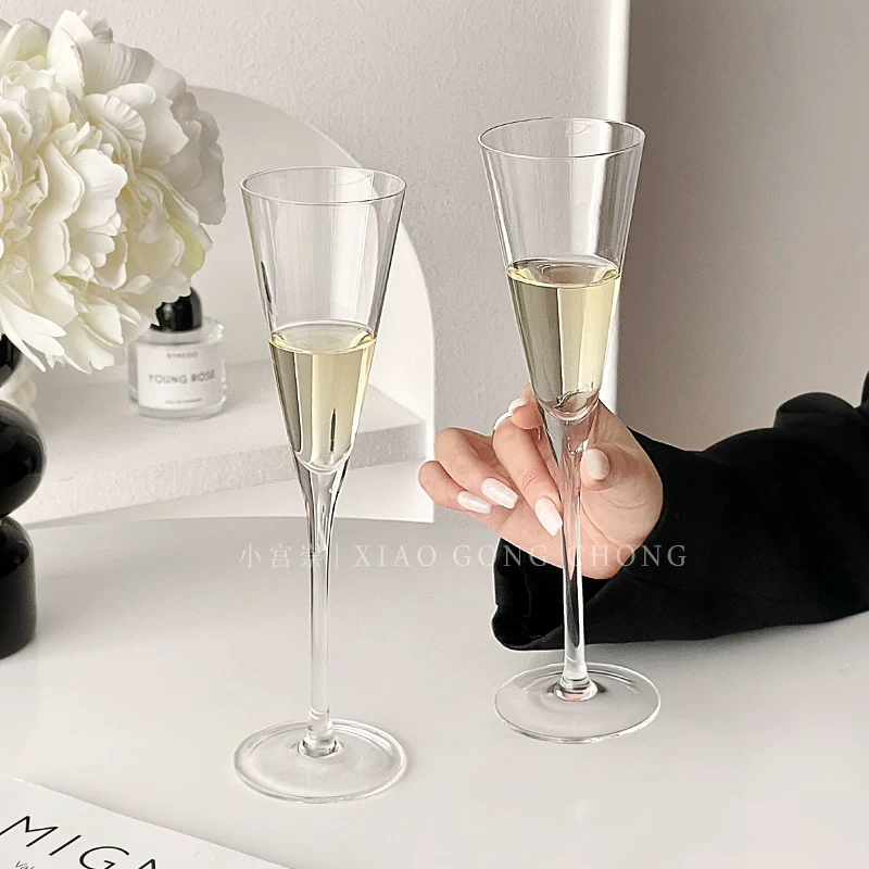 Ly rượu sâm banh nghi lễ lãng mạn kiểu Pháp, ly rượu cao cấp, ly thủy tinh pha lê cao cấp, cặp ly cao