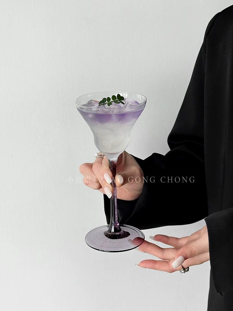 Ly rượu màu tím sáng tạo, ly cocktail kiểu dáng độc đáo, ly thủy tinh cao cấp, ly cocktail, ly nước ép, ly đồ uống