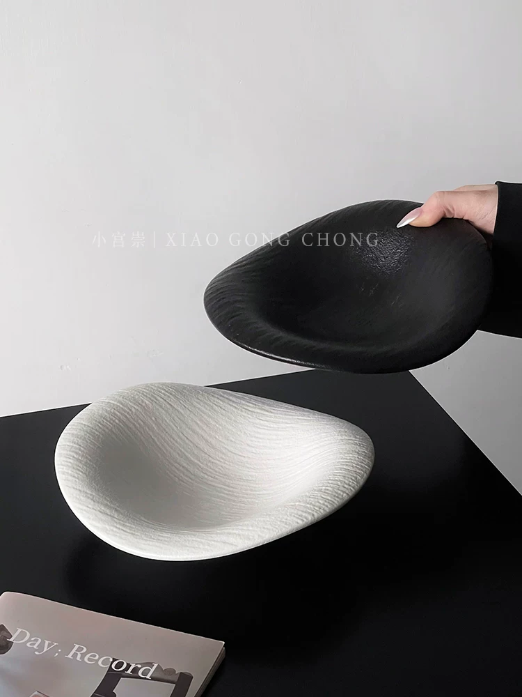 Đĩa cao cấp có họa tiết đá mờ, hình dạng không đều, đĩa kiểu phương Tây, bát tráng miệng salad mì ống, đĩa sáng tạo dùng trong lễ nghi, đĩa đựng món ăn lạnh