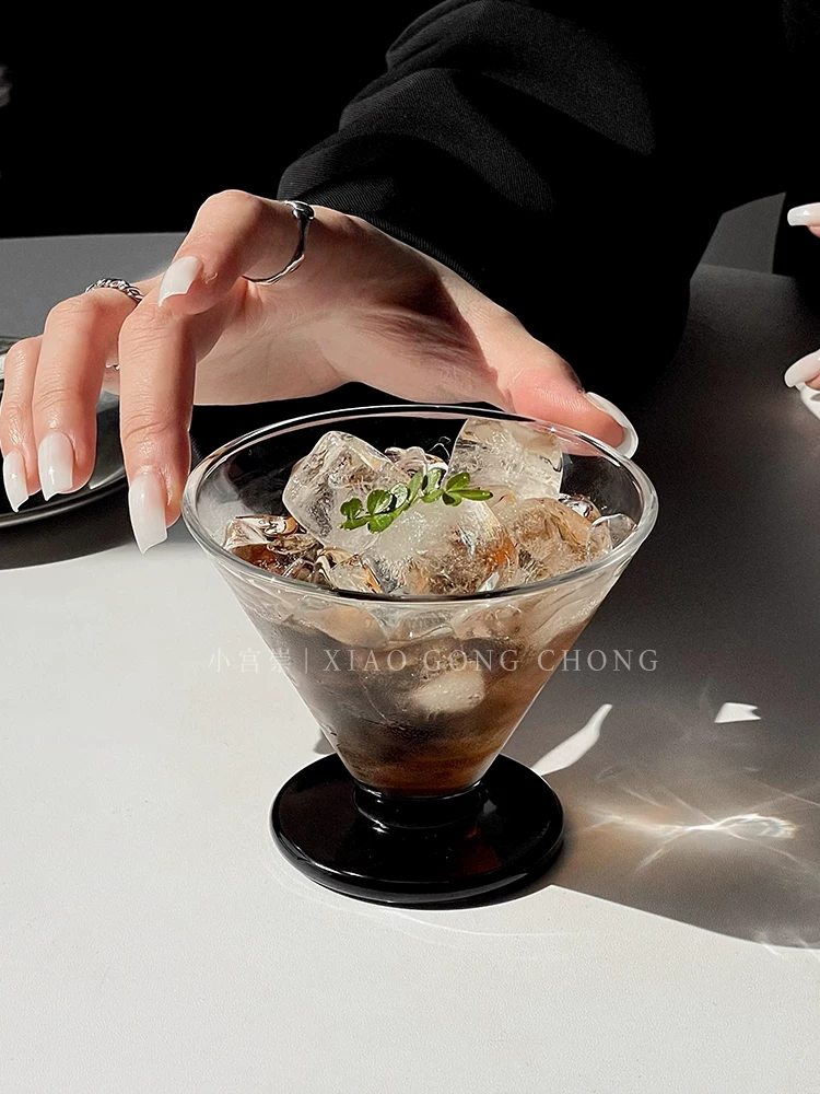 Ly cổ điển Pháp, thiết kế độc đáo, ly cà phê đá Americano, ly thủy tinh cao cấp, ly kem retro cao cấp