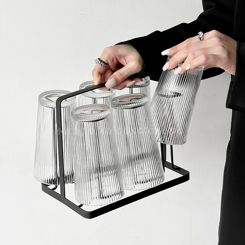 Bộ cốc uống nước sọc đơn giản phòng khách phục vụ trà cốc nước trái cây cốc bia đỏ cốc cà phê