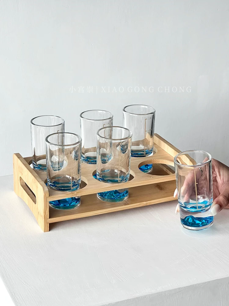Bộ ly rượu vang trắng Creative Blue Mountain dùng trong gia đình, nhẹ nhàng sang trọng, cao cấp có vân, 0.1kg dụng cụ đựng rượu, ly rượu cao cấp