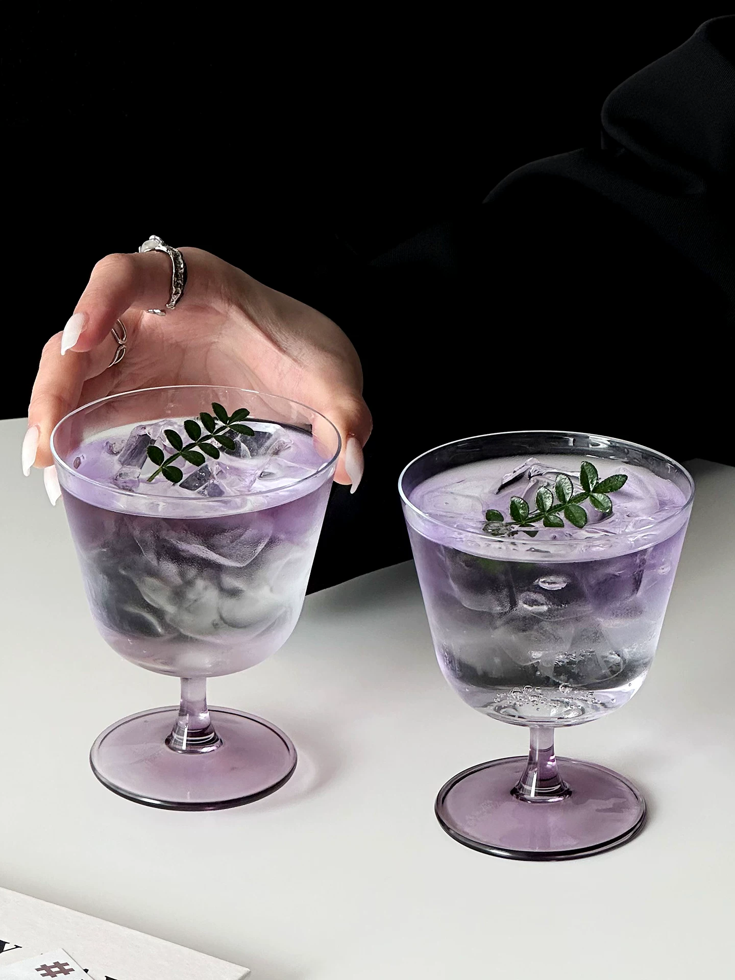 Ly rượu tím cao cấp phong cách Ins, ly thủy tinh mỏng, ly uống đồ uống đặc biệt, ly cocktail hơi say, ly cà phê