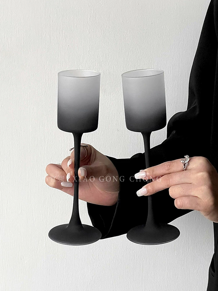 Ly cocktail thủy tinh đen mờ kiểu cổ điển, ly rượu sâm banh cao cấp, ly rượu mùi, ly nước ép
