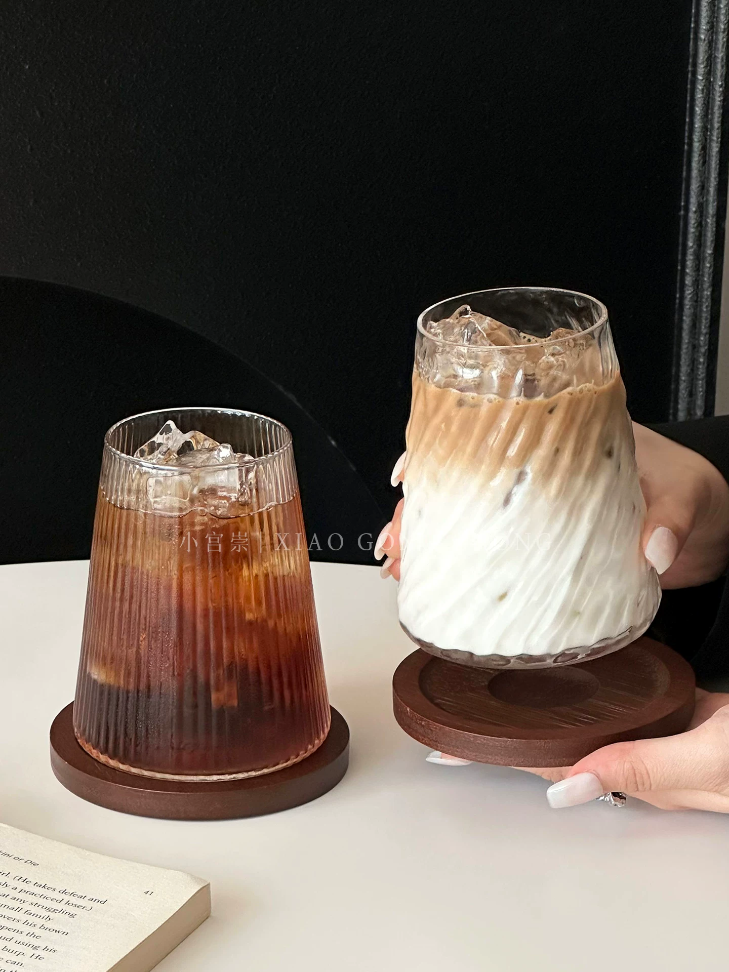 Ly núi Phú Sĩ cao cấp, ly thủy tinh đơn giản dùng cho Americano đá, latte, cà phê, đồ uống lạnh, trà trái cây, ly đựng đồ uống.