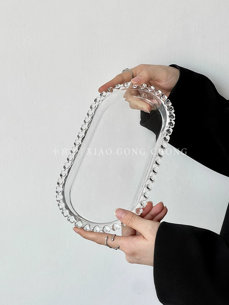 Bộ đĩa trái cây hình trái tim kiểu Hàn Quốc dùng trong gia đình, đĩa tráng miệng cao trong suốt, đĩa bánh ngọt, đĩa salad