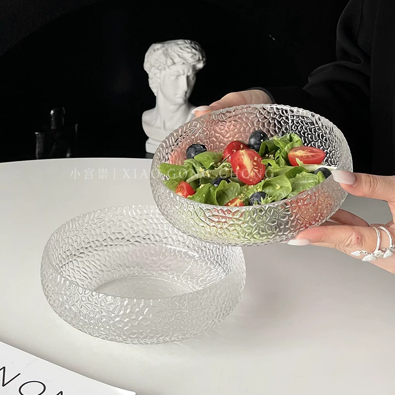 Nhật Bản Bát Thủy Tinh Bát Salad Trái Cây Hộ Gia Đình Cao Cấp Tròn Món Tráng Miệng Bát Kem Ngũ Cốc Bát Ăn Sáng