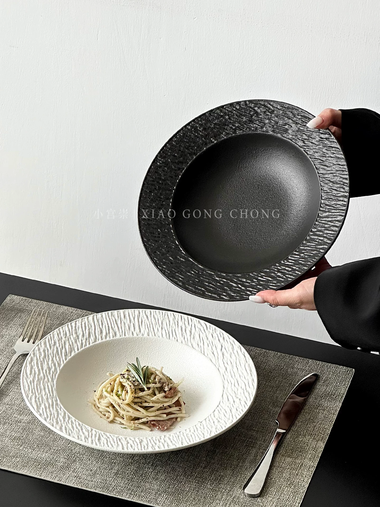 Đĩa mũ rơm họa tiết đá cao cấp, đĩa mì ống gia dụng sang trọng nhẹ nhàng, đĩa gốm kiểu Tây, đĩa sâu lòng, đĩa salad, đĩa steak, đĩa súp.