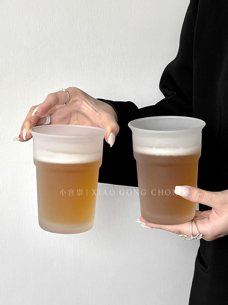 Ly thủy tinh có kết cấu mờ sáng tạo, ly cà phê Americano đá cao cấp, ly uống nước, ly bia, ly nước ép