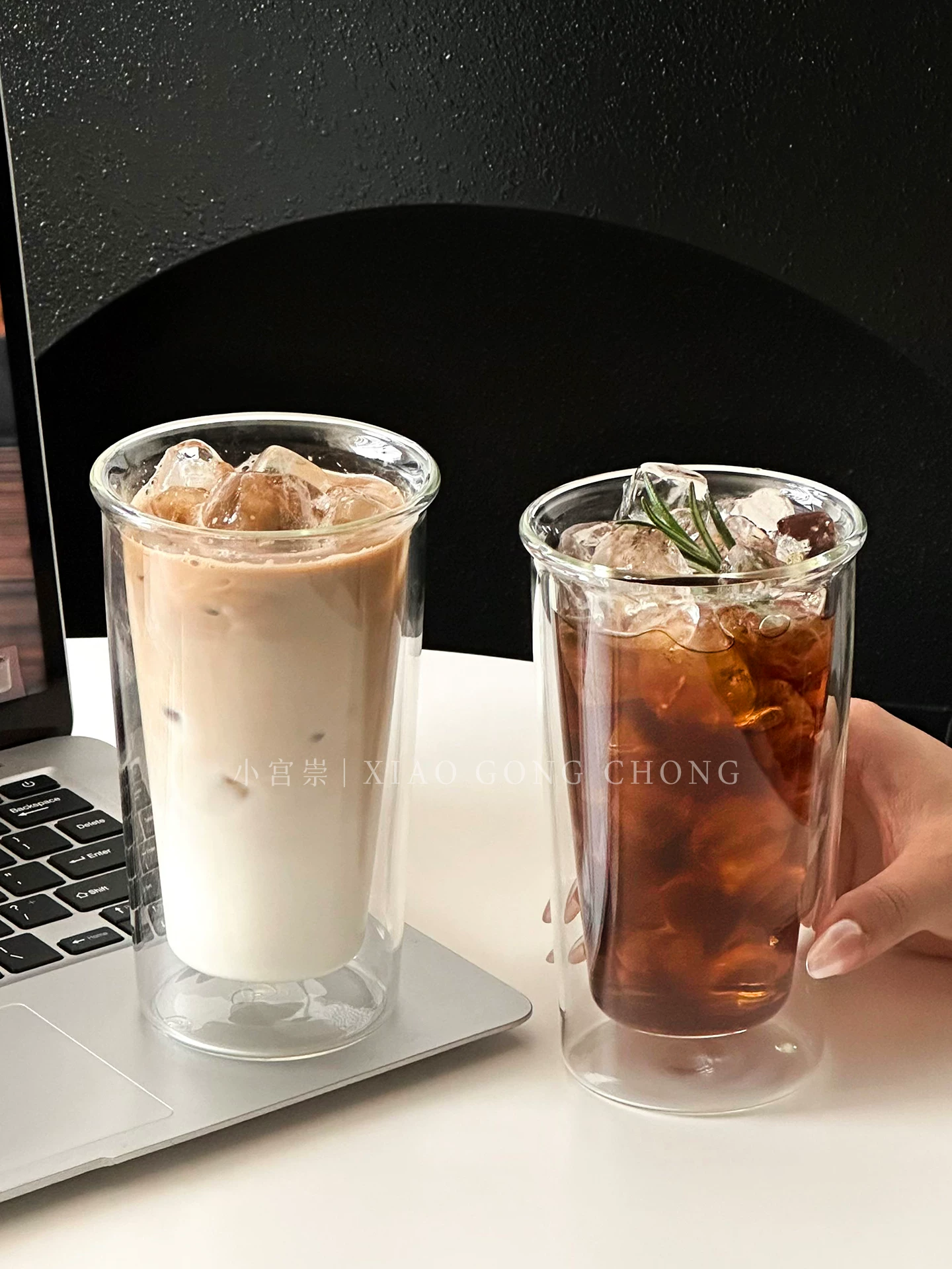 Ly thủy tinh cách nhiệt hai lớp trong suốt dùng cho gia đình, ly cà phê đá Mỹ, ly nước ngọt có ga, ly nước giải khát