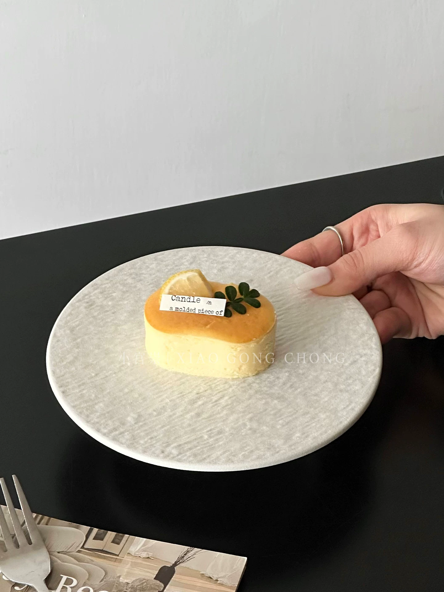 Đĩa bánh gốm sứ họa tiết đá mờ, đĩa tráng miệng sáng tạo, đĩa trưng bày bánh ngọt cao cấp, đĩa ăn món Âu, đĩa salad mì ống