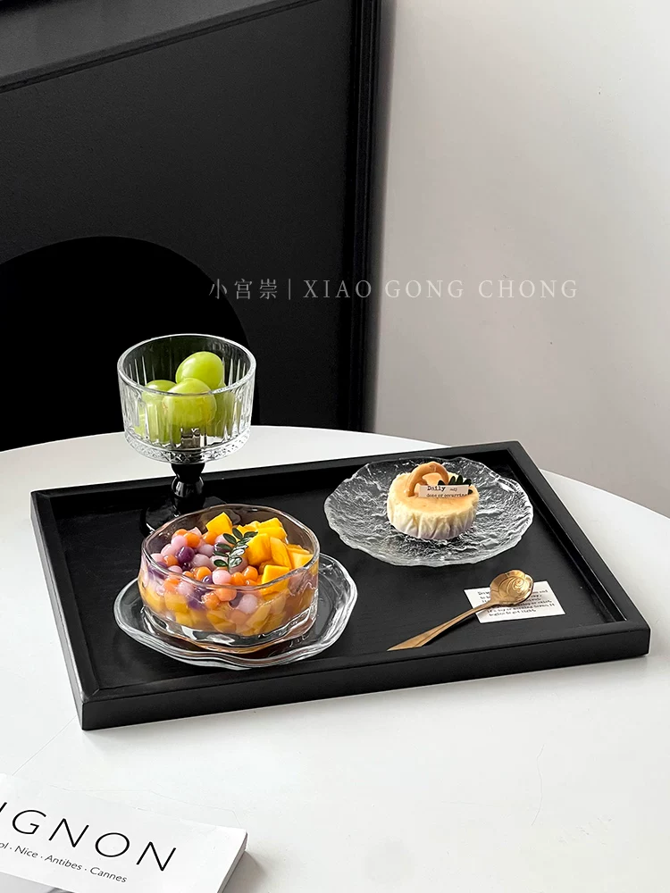Bộ bát tráng miệng kiểu Ins, bát và đĩa thủy tinh hình đám mây cao cấp, bát đựng đường nước và nấm trắng sáng tạo, bát ăn sáng.