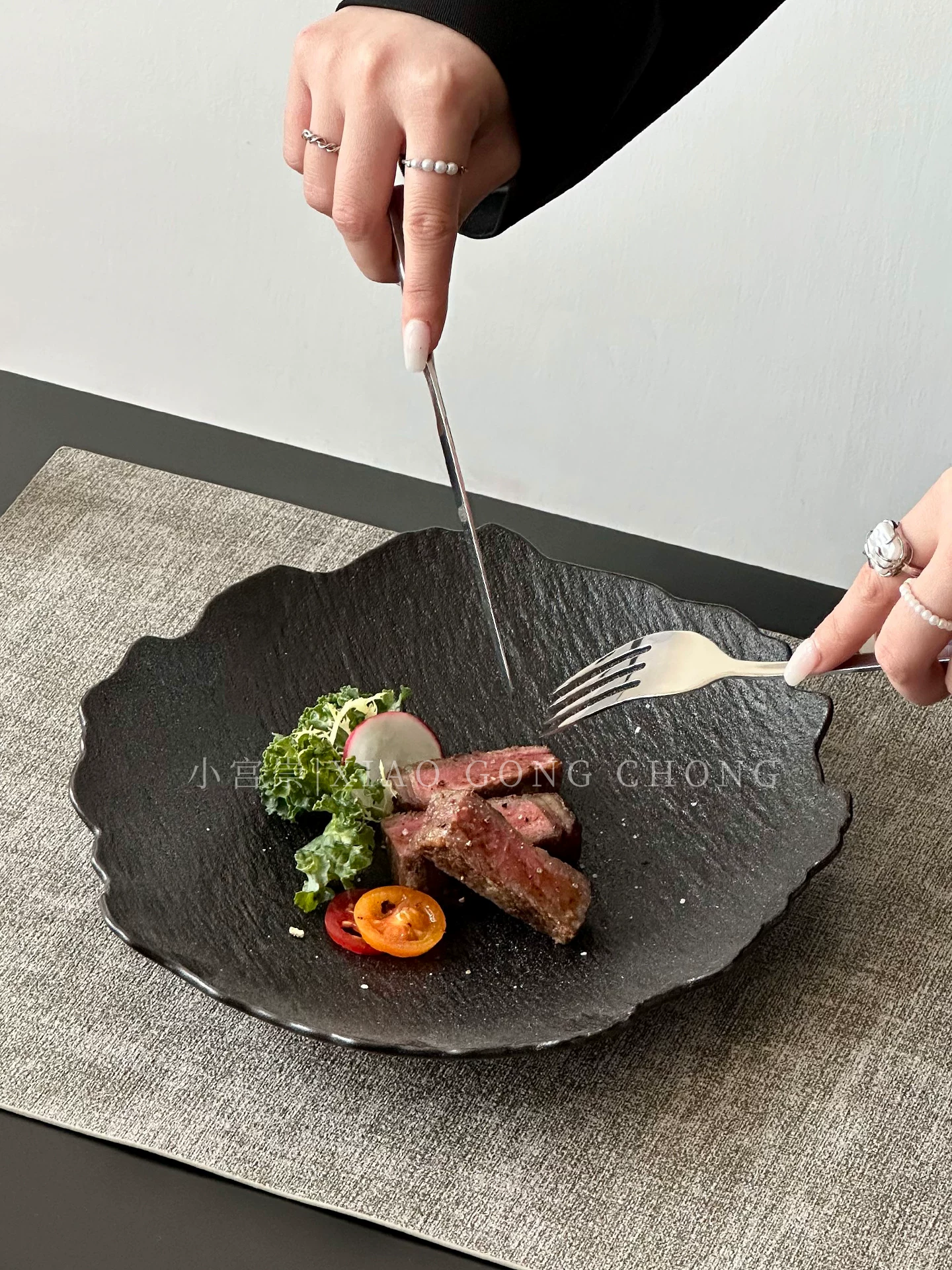 Đĩa steak hoa văn đá không đều cao cấp, đĩa gốm sứ kiểu Tây dùng trong gia đình, đĩa mì ống, đĩa sâu lòng, đĩa sáng tạo, đĩa salad