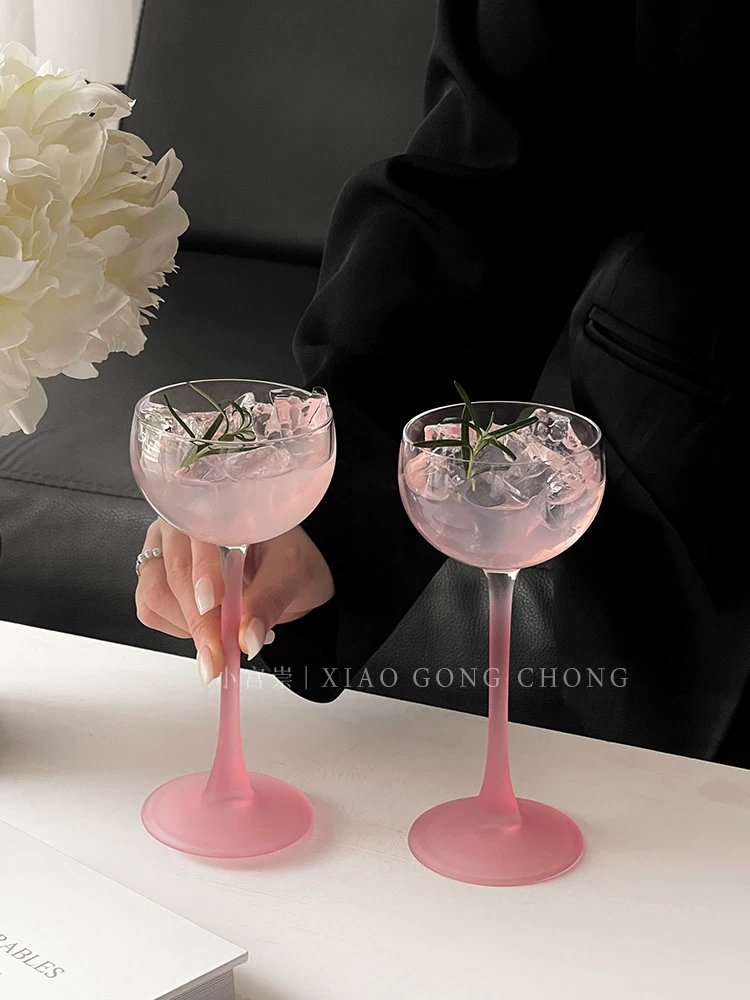 Ly tháp màu hồng kiểu Pháp, ly cocktail cao cấp, ly rượu vang dành cho nữ, ly đặc biệt, ly rượu sâm banh, ly rượu