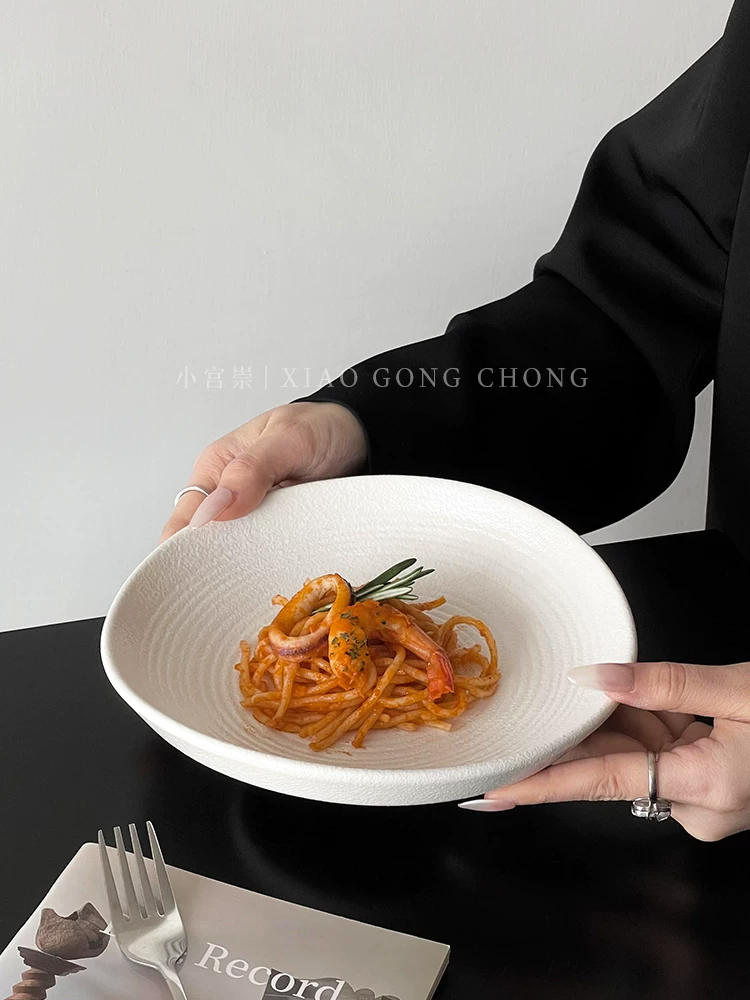 Đĩa gốm sứ màu trơn cao cấp dùng trong gia đình, đĩa mì Ý sang trọng nhẹ nhàng, đĩa bít tết, đĩa ăn món Âu cực đẹp, đĩa rau, đĩa salad.
