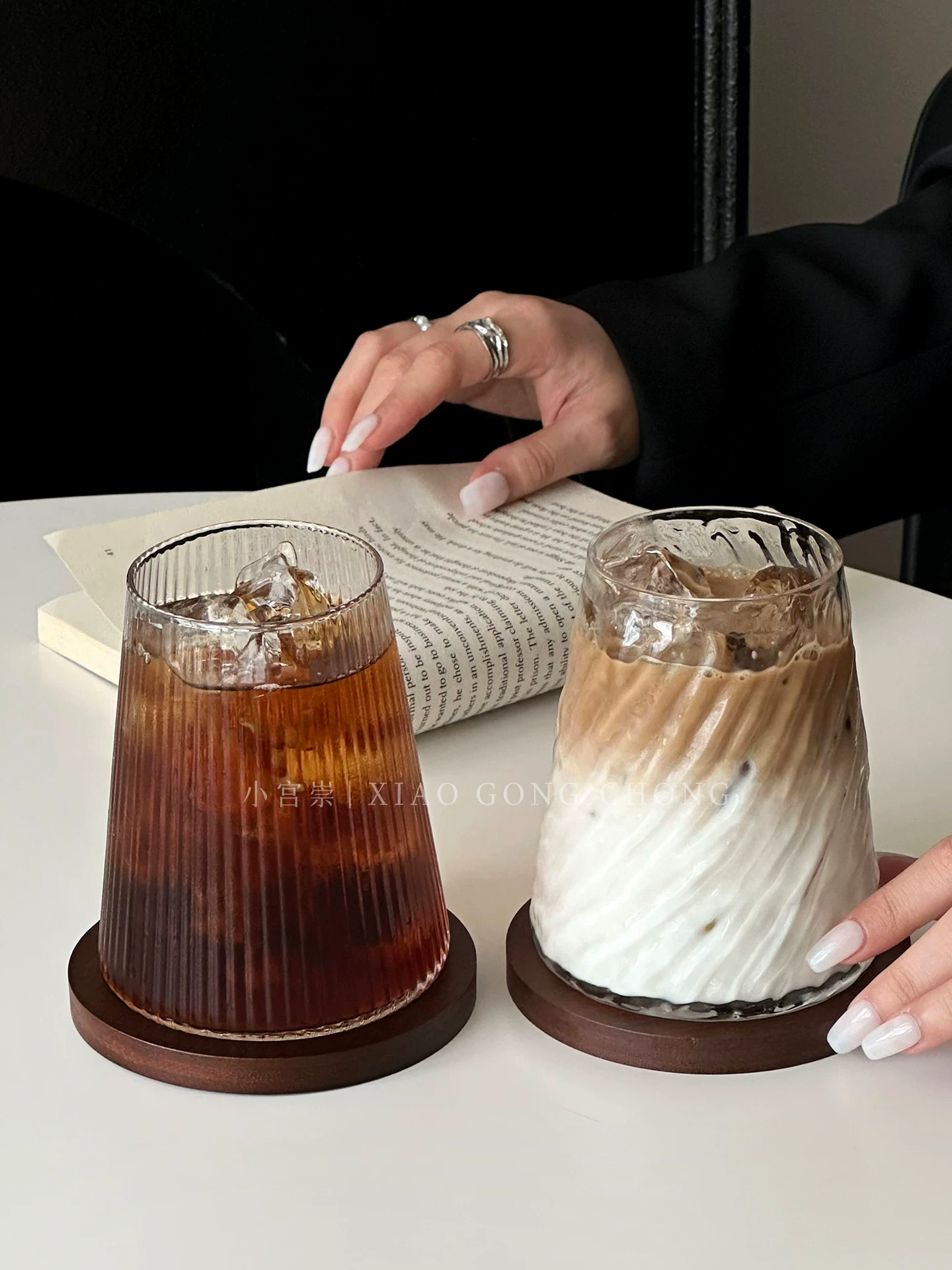 Ly núi Phú Sĩ cao cấp, ly thủy tinh đơn giản dùng cho Americano đá, latte, cà phê, đồ uống lạnh, trà trái cây, ly đựng đồ uống.