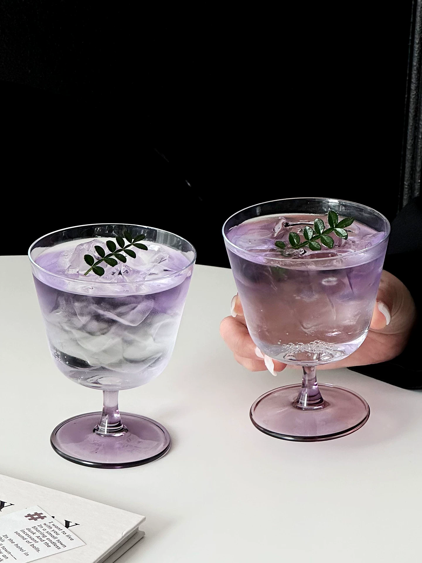 Ly rượu tím cao cấp phong cách Ins, ly thủy tinh mỏng, ly uống đồ uống đặc biệt, ly cocktail hơi say, ly cà phê