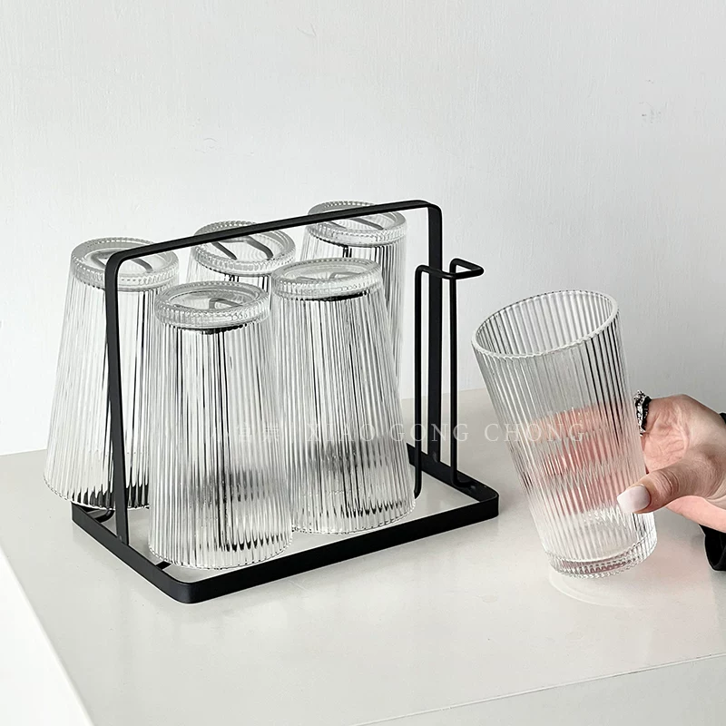 Bộ cốc uống nước sọc đơn giản phòng khách phục vụ trà cốc nước trái cây cốc bia đỏ cốc cà phê