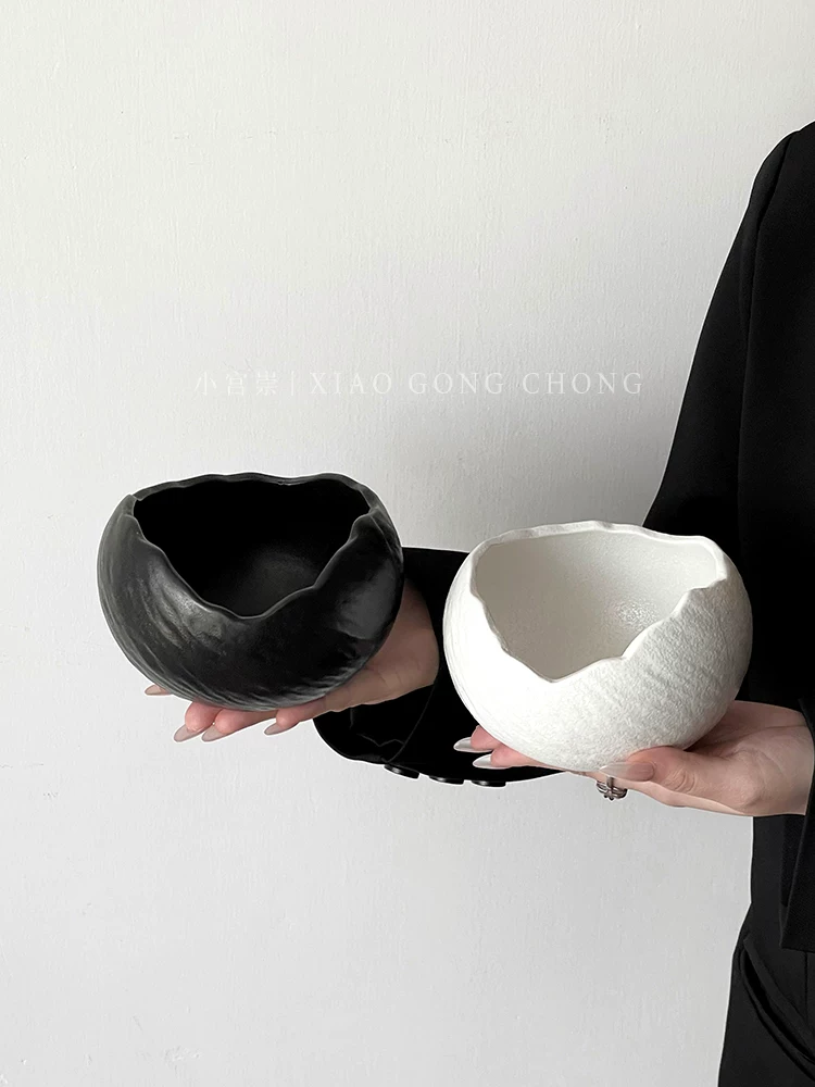 Bát trứng gốm sứ bất đối xứng sáng tạo, bát tráng miệng kiểu Tây cao cấp, bát sữa chua, bát salad và mì Ý tinh tế dùng trong gia đình