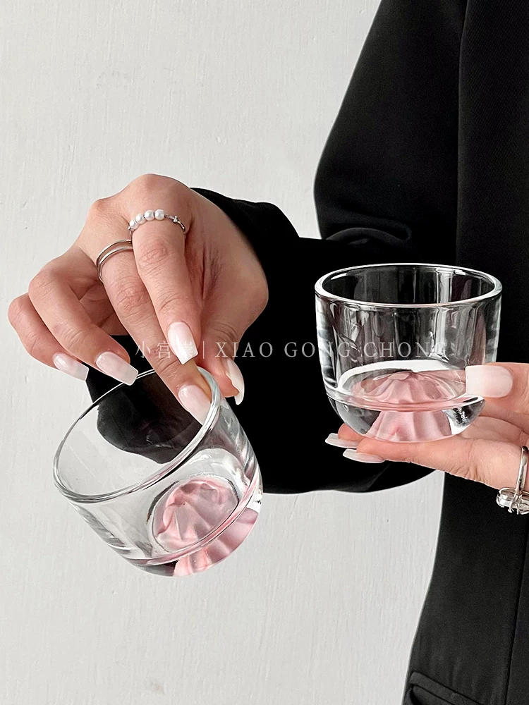 Cốc ngắm cảnh núi kiểu Trung Hoa, cốc chủ màu hồng, cốc trà thủy tinh, cốc trà cá nhân, cốc trà kung fu gia dụng, cốc nhỏ