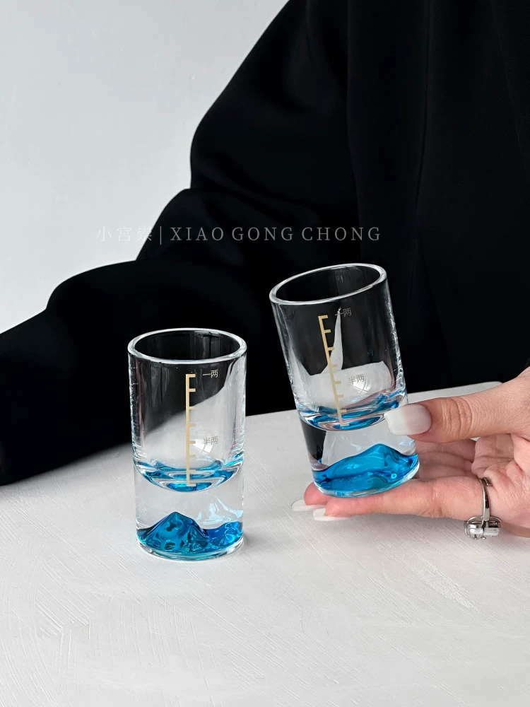 Bộ ly rượu vang trắng Creative Blue Mountain dùng trong gia đình, nhẹ nhàng sang trọng, cao cấp có vân, 0.1kg dụng cụ đựng rượu, ly rượu cao cấp