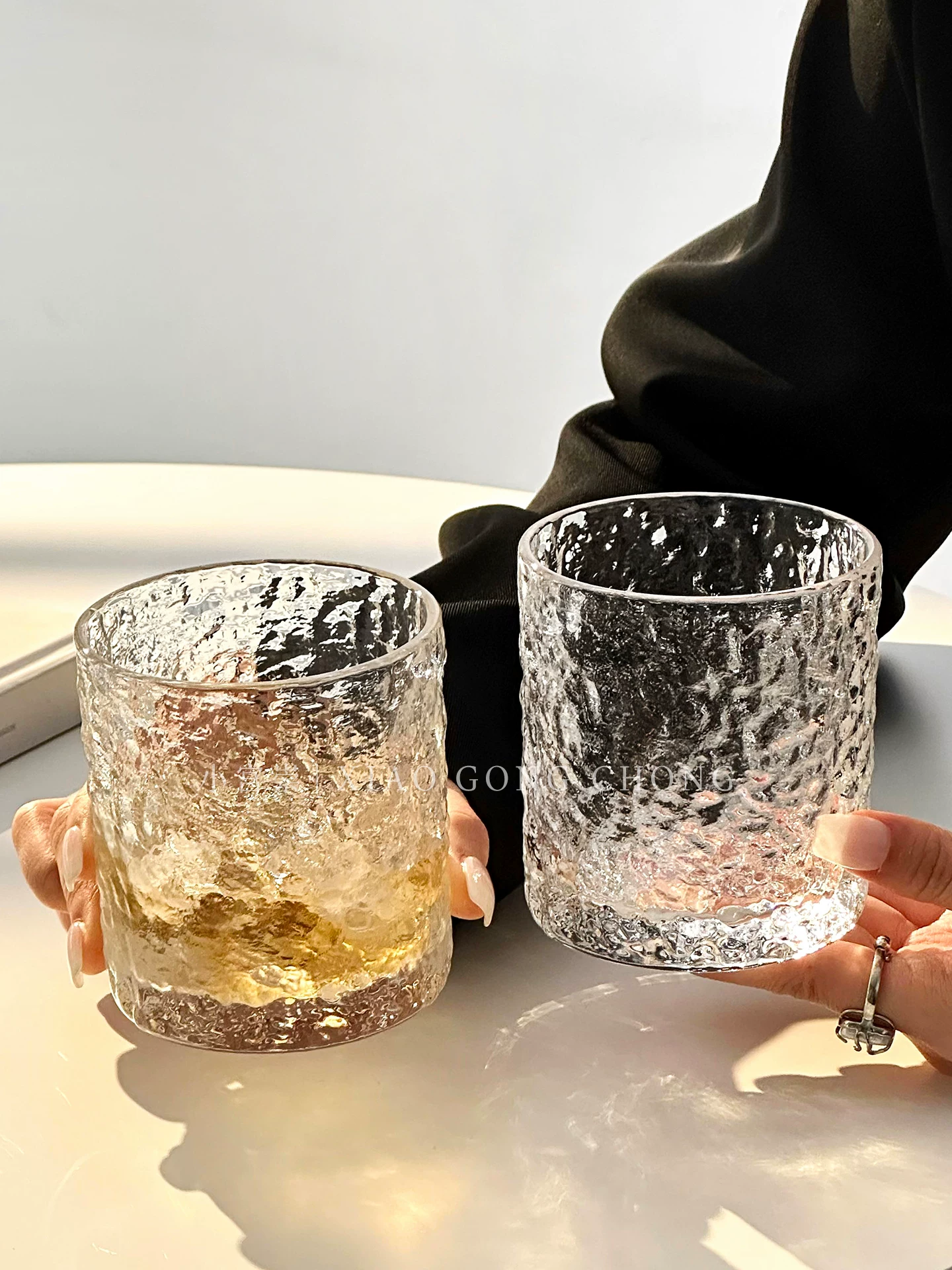 Ly nước thủy tinh họa tiết đá cao cấp kiểu sông băng pha lê, ly nước ép, ly rượu, ly đá viên, ly rượu vang