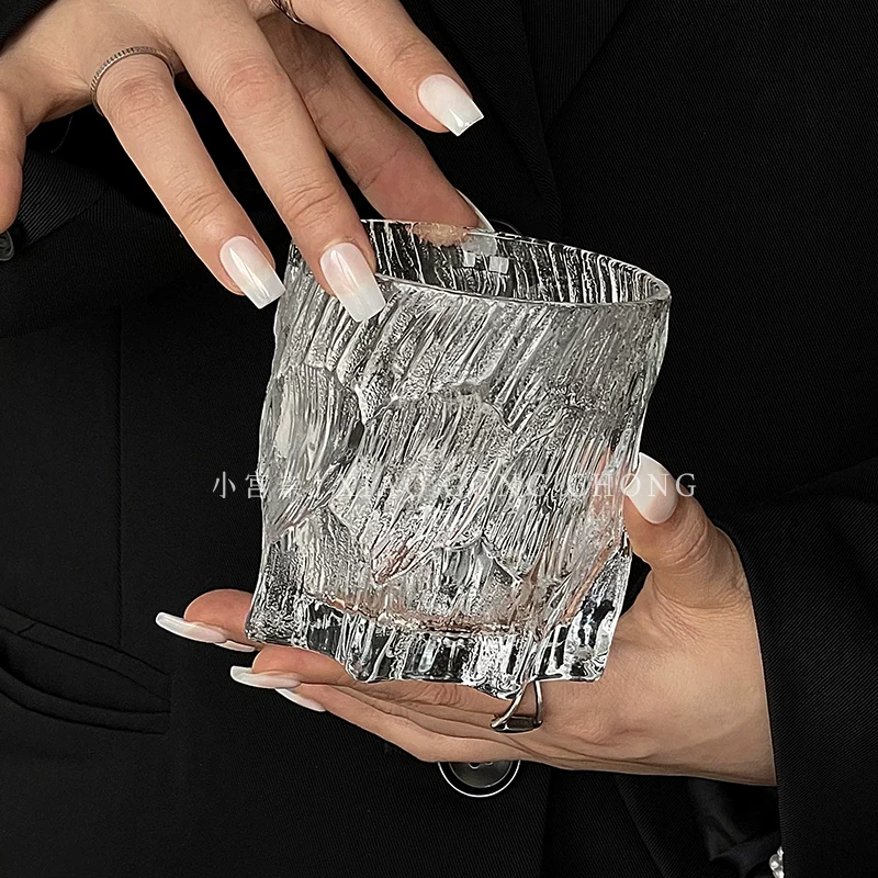 Cốc đá cao cấp, cốc rượu whisky sang trọng sáng tạo, cốc rượu nước ngoài, cốc đá có họa tiết đá, cốc nước thủy tinh gia dụng kiểu cổ điển