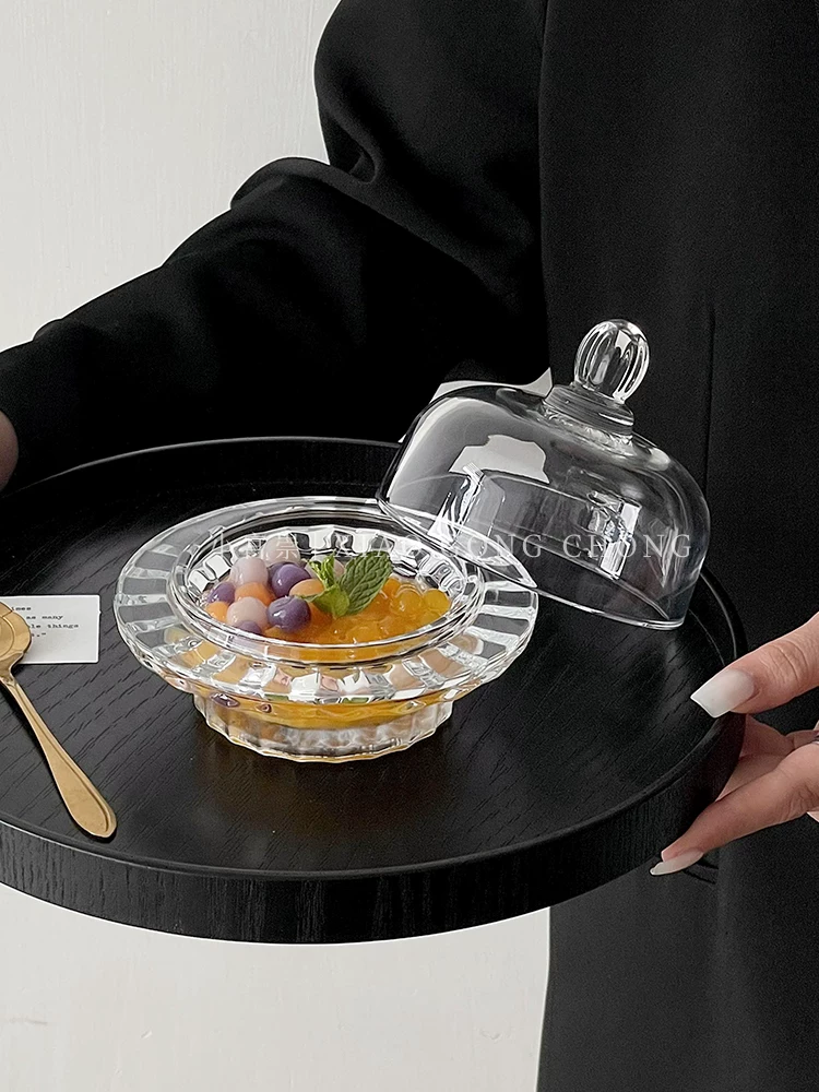 Cốc đựng chim sơn thù kiểu châu Âu có nắp dùng trong gia đình, bát đựng tráng miệng trái cây cao cấp, bát đựng nước đường và nấm trắng phong cách sáng tạo, bát súp.