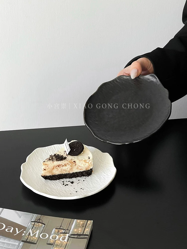 Đĩa gốm họa tiết đá không đều theo phong cách Ins, đĩa bánh cao cấp, đĩa tráng miệng, đĩa nhỏ sáng tạo, đĩa ăn.