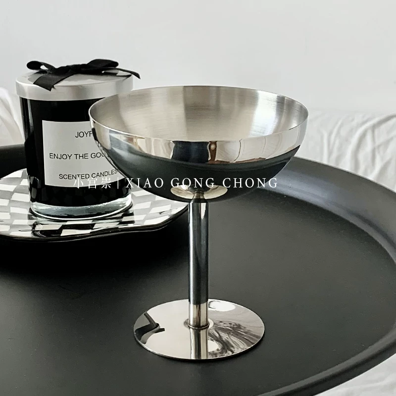 Bát tráng miệng bằng thép không gỉ 304 kiểu Ins, cốc kem, ly cocktail cao, đạo cụ chụp ảnh và đồ trang trí cho người viết blog về ẩm thực