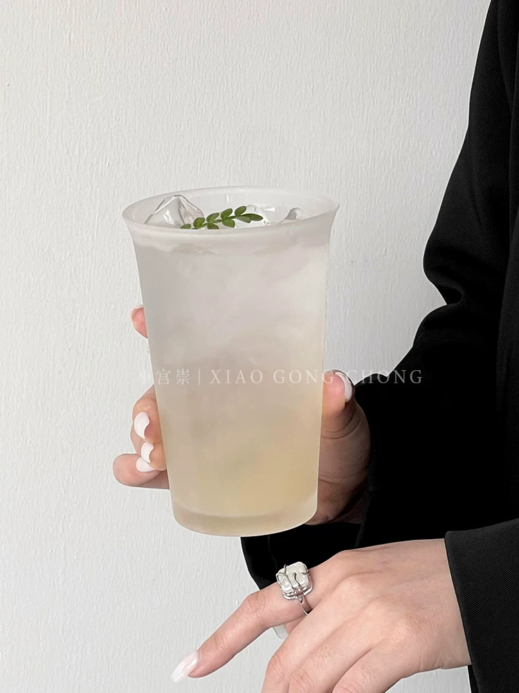 Cốc thủy tinh đơn giản, họa tiết mờ sáng tạo, cốc cà phê giữ lạnh cao cấp, cốc đựng đồ uống, cốc nước ép, cốc nước