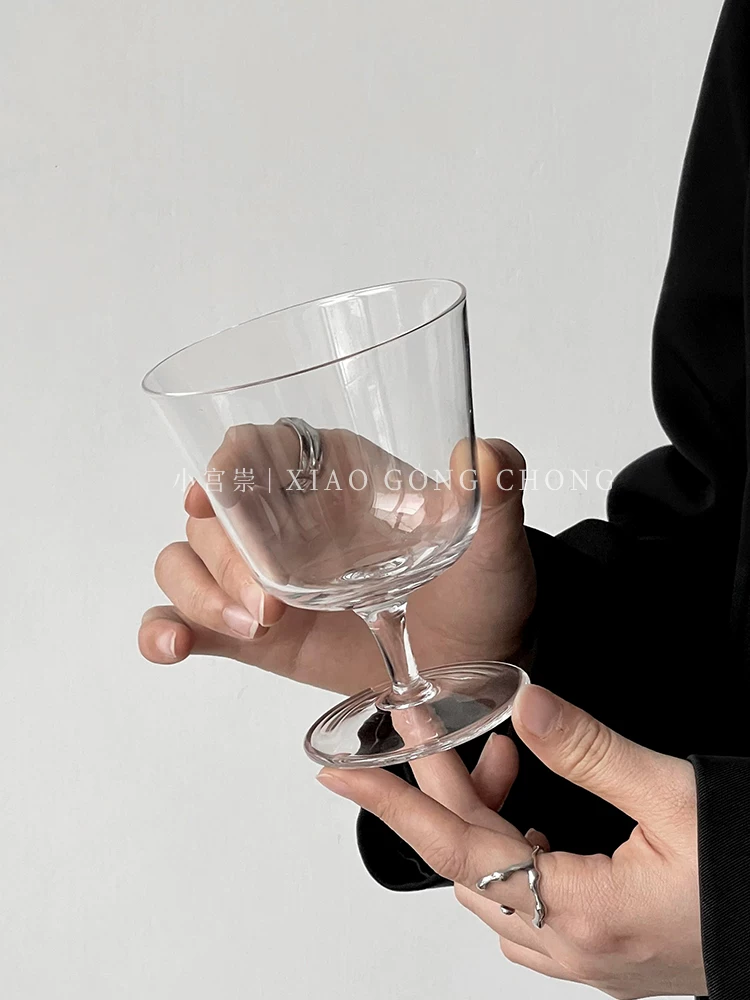 Ly thủy tinh miệng rộng kiểu Ins dùng cho cà phê đá Americano Latte, ly cao, ly tráng miệng cao cấp, ly kem.