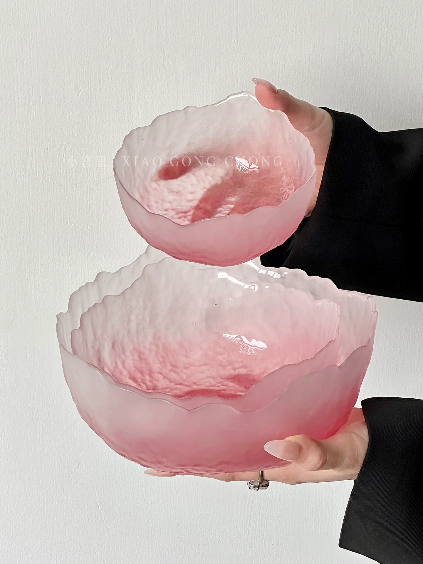 Bộ bát tráng miệng làm bằng thủy tinh mờ cao cấp, dùng trong gia đình, bộ bát thủy tinh sáng tạo kiểu sông băng, đĩa đựng đồ ăn nhẹ và hoa quả khô, bát tráng miệng.
