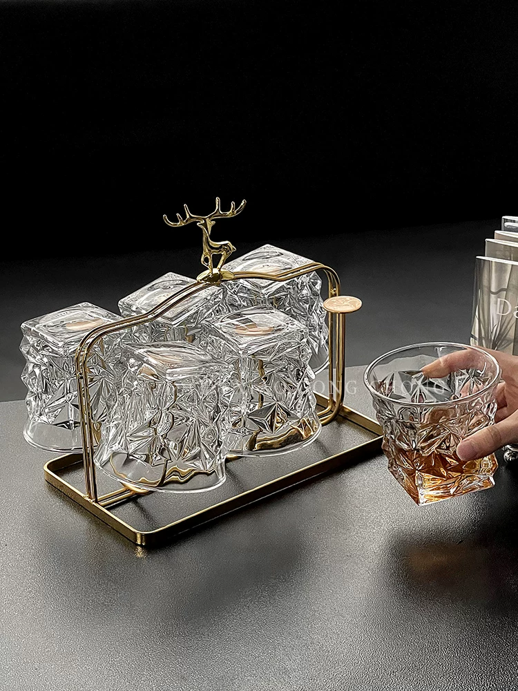 Bộ ly rượu whisky cao cấp, cốc bia thủy tinh sáng tạo, cốc gia dụng, ly rượu phong cách châu Âu thời thượng