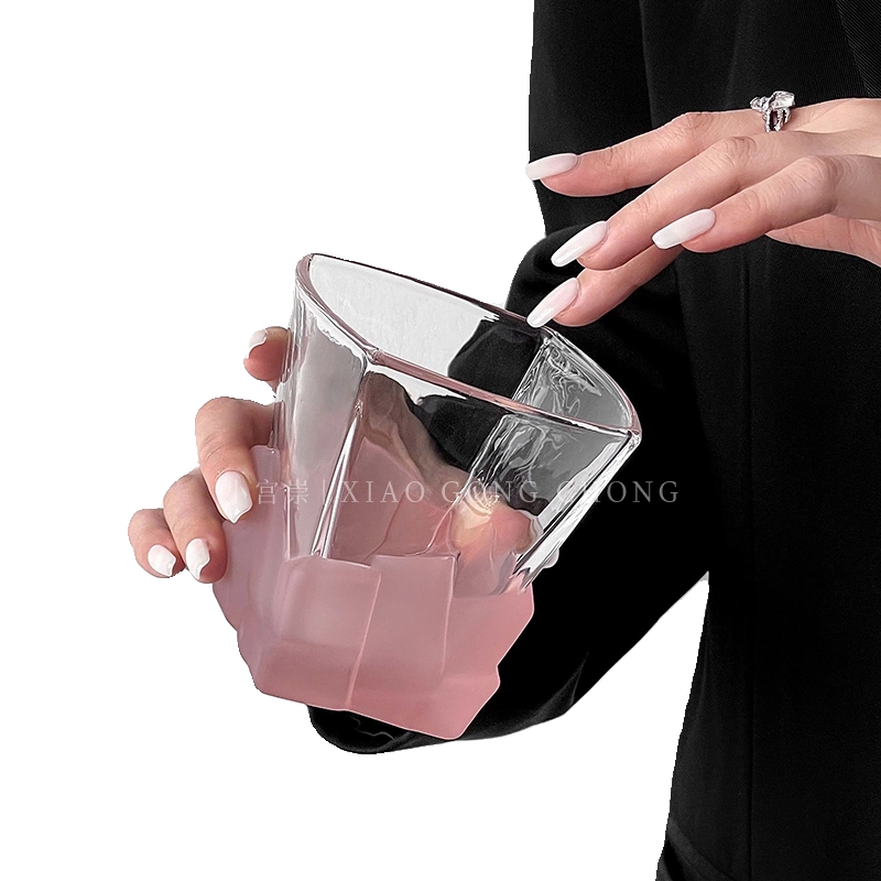 Ly nước đá mờ màu hồng nữ tính, phiên bản giới hạn, ly uống nước, ly thủy tinh, ly rượu nhẹ nhàng sang trọng, ly rượu whisky, ly rượu mạnh