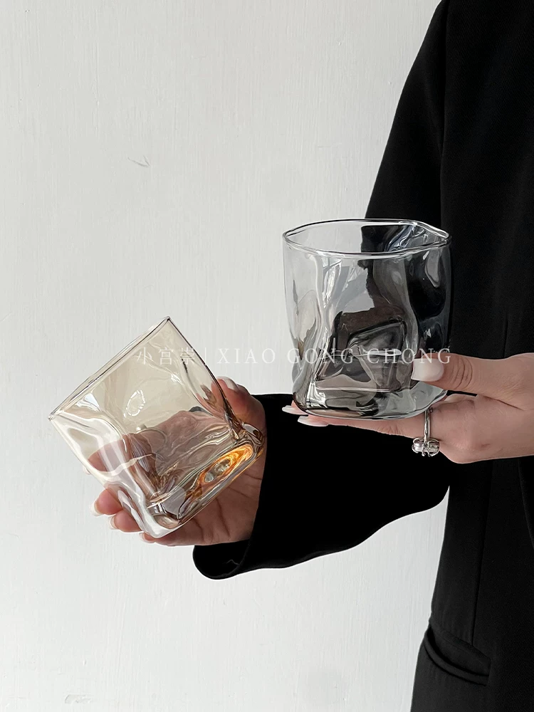 Ly thủy tinh xoắn kiểu dáng độc đáo, ly cà phê cao cấp, ly nước thủy tinh, ly rượu whisky, ly bia