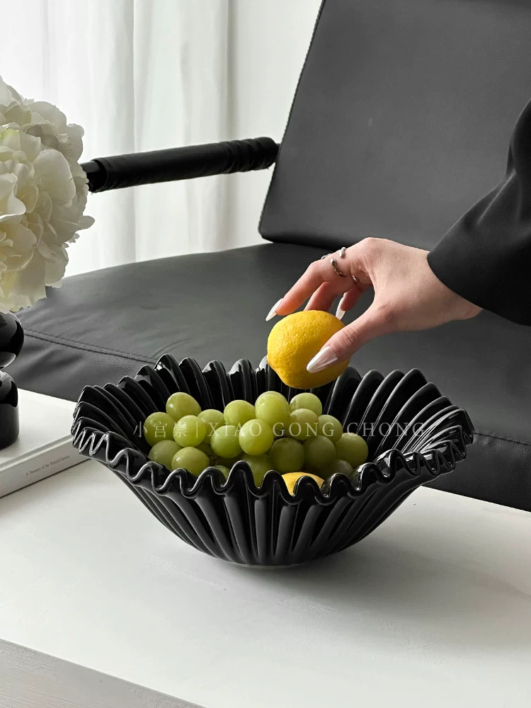 Đĩa trái cây hình sóng dùng trong phòng khách, đĩa trái cây bằng gốm sứ cao cấp, sức chứa lớn, nhẹ nhàng sang trọng, giỏ trái cây tinh tế, đĩa đựng trái cây sấy khô