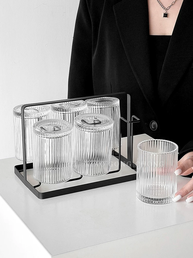 Bộ cốc thủy tinh đơn giản, cao cấp, dùng trong phòng khách, phục vụ khách, uống nước, cà phê, trà, nước ép