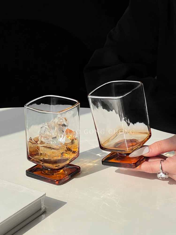 Ly thủy tinh ngắn kiểu Melard thời trung cổ, ly thủy tinh kiểu ins, ly nước ép, ly cà phê đá Americano, ly cocktail.