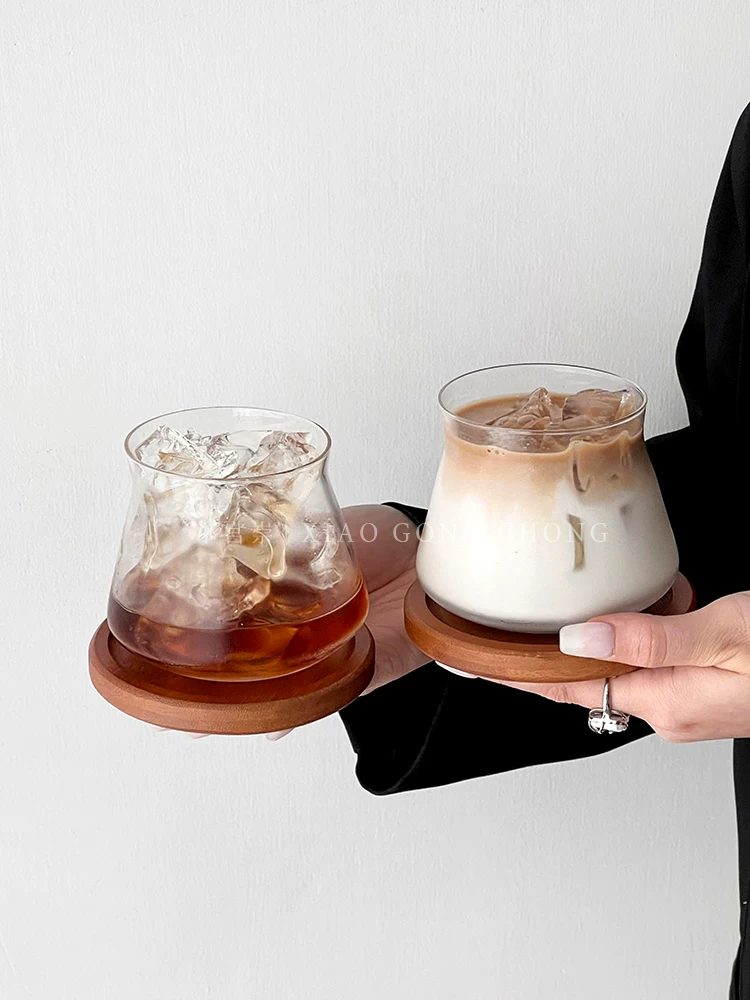 Ly cà phê cổ điển, ly pha cà phê lạnh, ly thủy tinh kiểu Ins dành cho latte đá Mỹ, ly đựng đồ uống, ly uống nước lạnh, đế lót ly