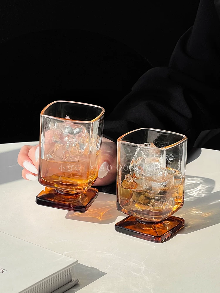 Ly thủy tinh ngắn kiểu Melard thời trung cổ, ly thủy tinh kiểu ins, ly nước ép, ly cà phê đá Americano, ly cocktail.