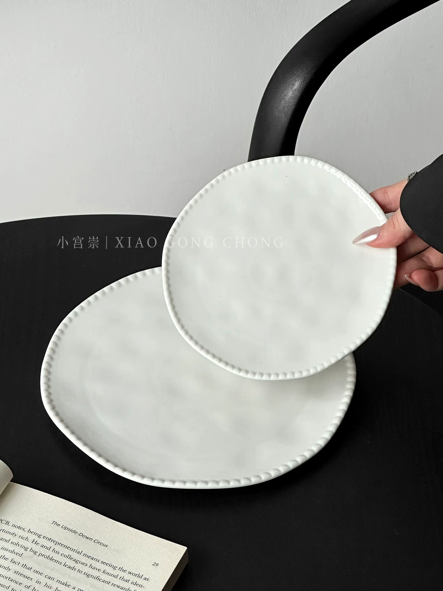 Đĩa ăn nhẹ bằng gốm sứ cao cấp màu trắng, đĩa ăn, đĩa trái cây, đĩa bít tết kiểu phương Tây, đĩa bánh tráng miệng trái cây, đĩa phẳng