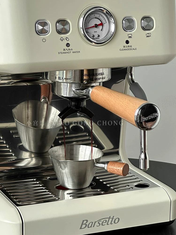 Cốc đong cà phê espresso bằng thép không gỉ có tay cầm bằng gỗ óc chó và cốc chiết xuất có vạch chia nhỏ bình đựng sữa nhỏ 100ml