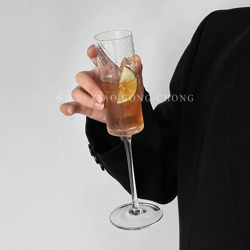 Ly sọc phong cách Ins, ly cocktail sáng tạo, ly rượu sâm banh, ly cà phê đá Americano, ly rượu vang có ga, ly rượu mùi