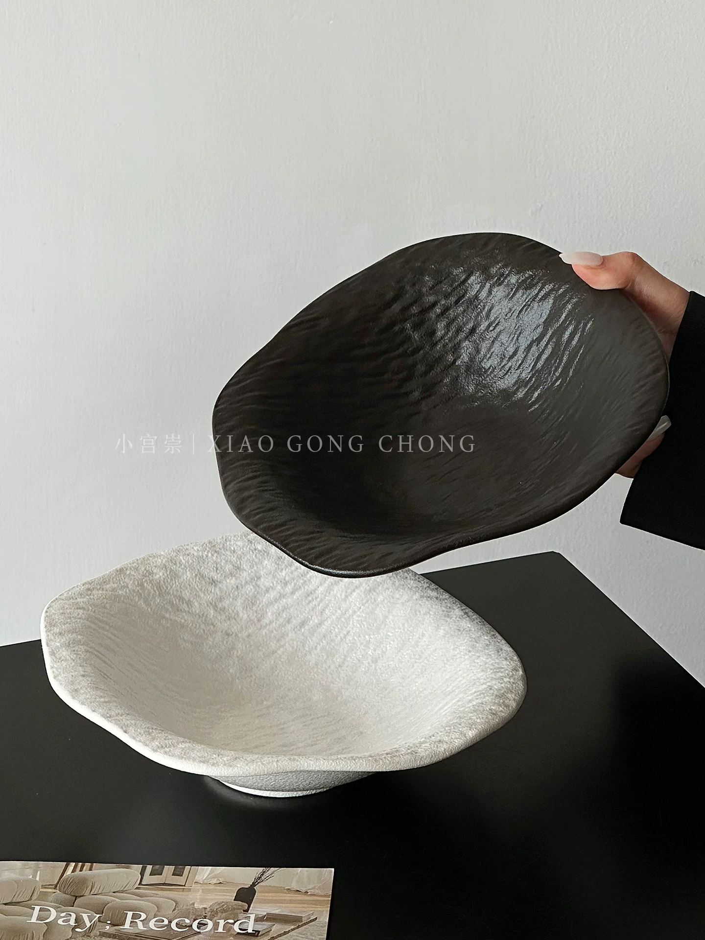 Đĩa gốm sứ cao cấp họa tiết đá không đều, đĩa mì đơn giản dùng trong gia đình, đĩa salad, đĩa ăn kiểu Tây, đĩa sâu lòng, đĩa đựng món lạnh