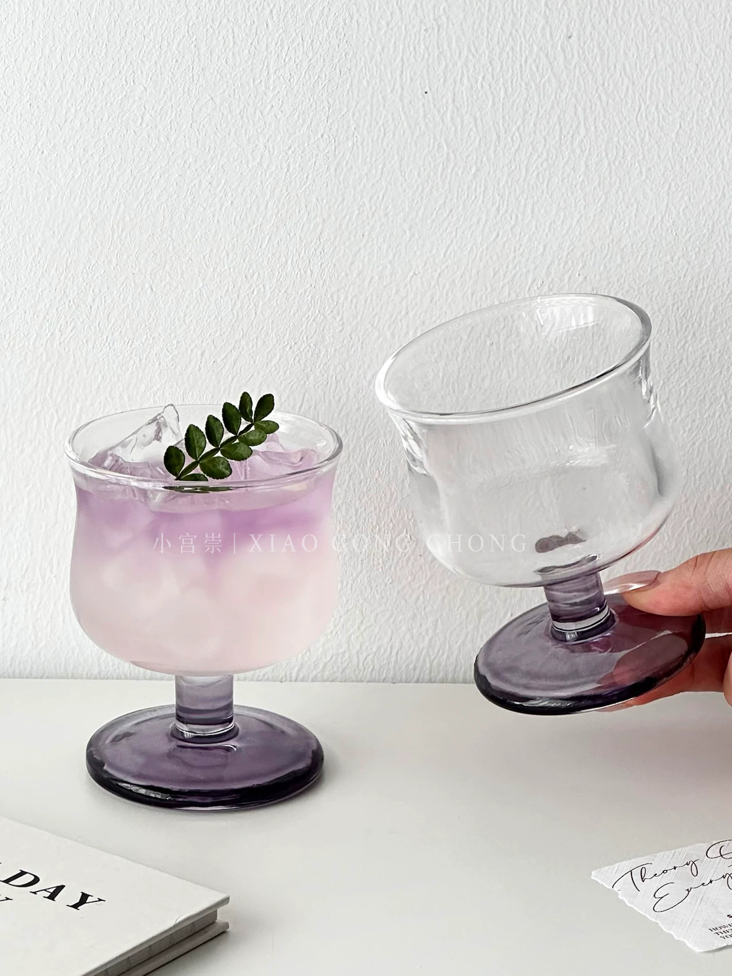 Ly thủy tinh ngắn kiểu retro, phong cách độc đáo, ly cà phê latte Mỹ, ly uống đồ uống đặc biệt, ly uống nước lạnh