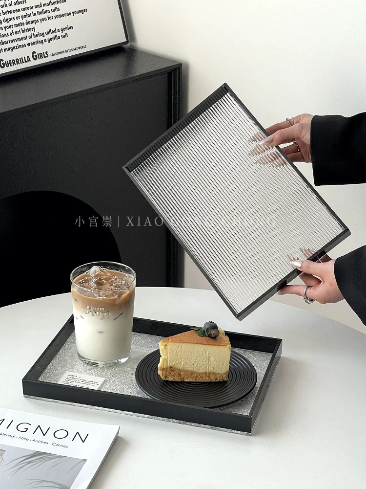 Khay đựng hình chữ nhật bằng acrylic phong cách Ins, đĩa bánh ngọt, khay đựng đồ trang sức cao cấp và đồ trang trí trị liệu bằng hương thơm